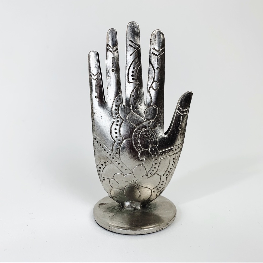 Silver Henna Hand Photo Stand